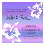 Beach Wedding Invitation Hibiscus Purple Pink