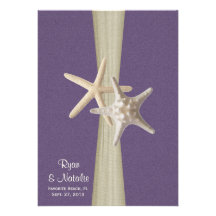 Beach Wedding Purple Starfish Invite