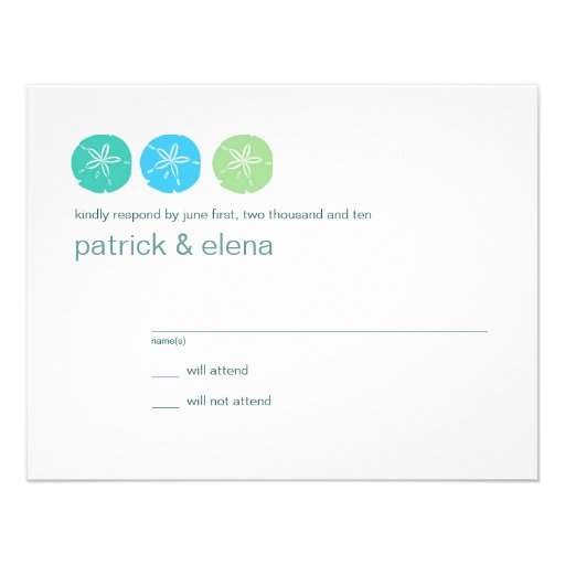 Beach Wedding RSVP card Personalised Invite