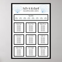 Beach Wedding Shell Table Seating Plan Print