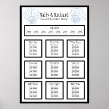 Beach Wedding Shell Table Seating Plan Print