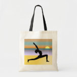 Beach Yoga Woman Posing Silhouette Budget Tote Bag