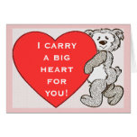 Bear With Big Heart For You Pink Background Card