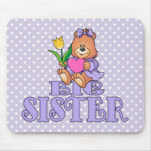 Bear with Heart Big Sister Mouse Pad