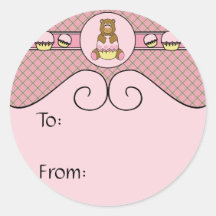 Bear With Pink Cupcake Pink Waffle Cone Sticker