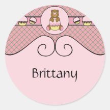 Bear With Pink Cupcake Pink Waffle Cone Sticker