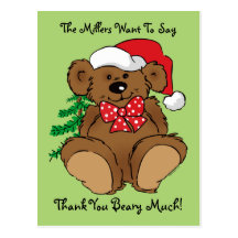 Beary Christmas Thank You Postcard