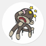 Beat up SOCK MONKEY Round Stickers