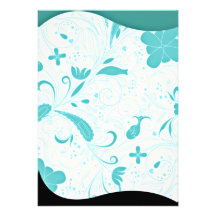 Beautiful aqua blue floral wedding gift custom invites