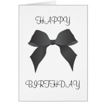 Beautiful Black Bow Happy Birthday Card