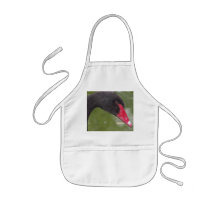 Beautiful Black Swan Close-Up Aprons