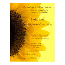 Beautiful Elegant Sunflower Wedding Invitation Postcards