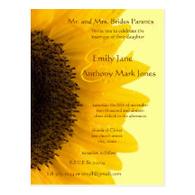 Beautiful Elegant Sunflower Wedding Invitation Postcard