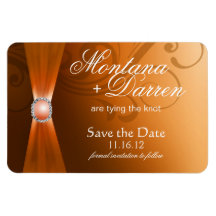 Beautiful Flourish Save the Date Magnet | gold