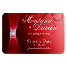 Beautiful Flourish Save the Date Magnet | red