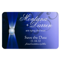 Beautiful Flourish Save the Date Magnet | sapphire