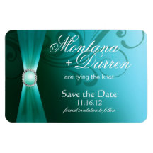 Beautiful Flourish Save the Date Magnet | teal