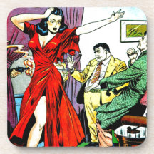 Beautiful Girl and Wise Guys Comic Drink Coaster