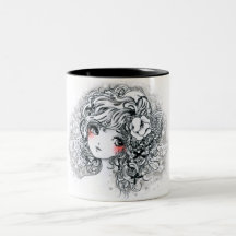 beautiful girl in black and whitenew style mugs