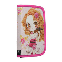 Beautiful girl in rose dress and bat - Monogram Folio Planner