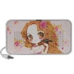 Beautiful girl in rose dress and cute bat iPhone speaker