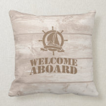 Beautiful Nautical "Welcome Aboard" Anchor Pillow
