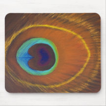 Beautiful original peacock feather hand painted mouse pad