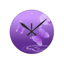 BEAUTIFUL PURPLE BUTTERFLY CLOCKS