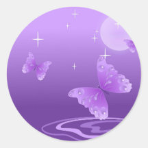 BEAUTIFUL PURPLE BUTTERFLY ROUND STICKERS