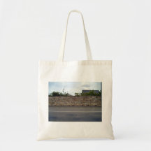 Beautiful Shot of Stone Wall and Plants Against Bl Tote Bag