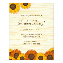 Beautiful sunflower garden party invitations