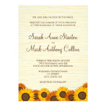 Beautiful sunflowers wedding invitation