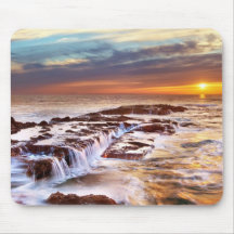 Beautiful Sunset Beach Ocean Waves Mousepads