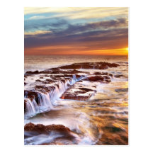 Beautiful Sunset Beach Ocean Waves Post Cards