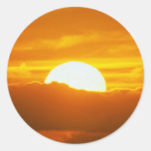 Beautiful Sunset: Moorea, outer reef pass, Tahiti Round Stickers