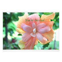 Beautiful Yellow, Orange and Pink Hibiscus Flower Personalized Announcement