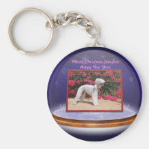 Bedlington Seasons Greetings Key Chain