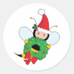 Bee Christmas Round Sticker