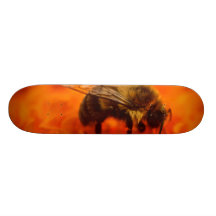 Bee on Orange Flower Skate Board Decks