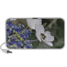 Bee with pollen in a white flower portable speaker