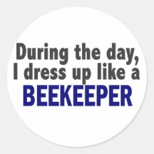 Beekeeper During The Day Round Stickers