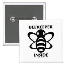 Beekeeper Inside (Black White Bee Drawing) Pinback Buttons
