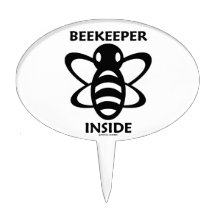 Beekeeper Inside (Black White Bee Drawing) Cake Toppers