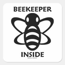 Beekeeper Inside (Black White Bee Drawing) Square Stickers