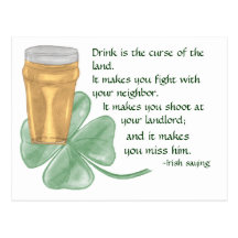 Beer & Shamrock/Irish Saying Post Cards