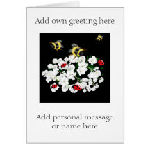 Bees and flowers art card, add name