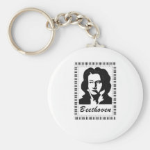 beethoven portrait with piano key frame key chain