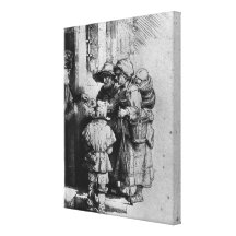 Beggars on the Doorstep of a House, 1648 Stretched Canvas Print