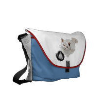Begging Cat with Empty Food Bowl Messenger Bags