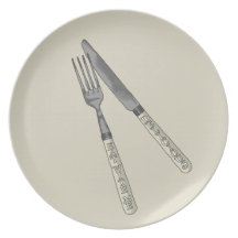 Beige Cutlery Party Plate